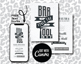 Instant Download Canva Editable Wedding Shower Invitation Stock the Bar Stock the Tool Box Couples Shower Party House Warming New Home