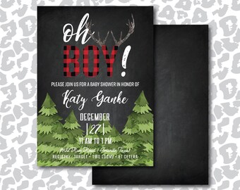 DIY or PRINT Lumberjack, Buffalo Plaid Baby Shower Invitation Oh Boy!