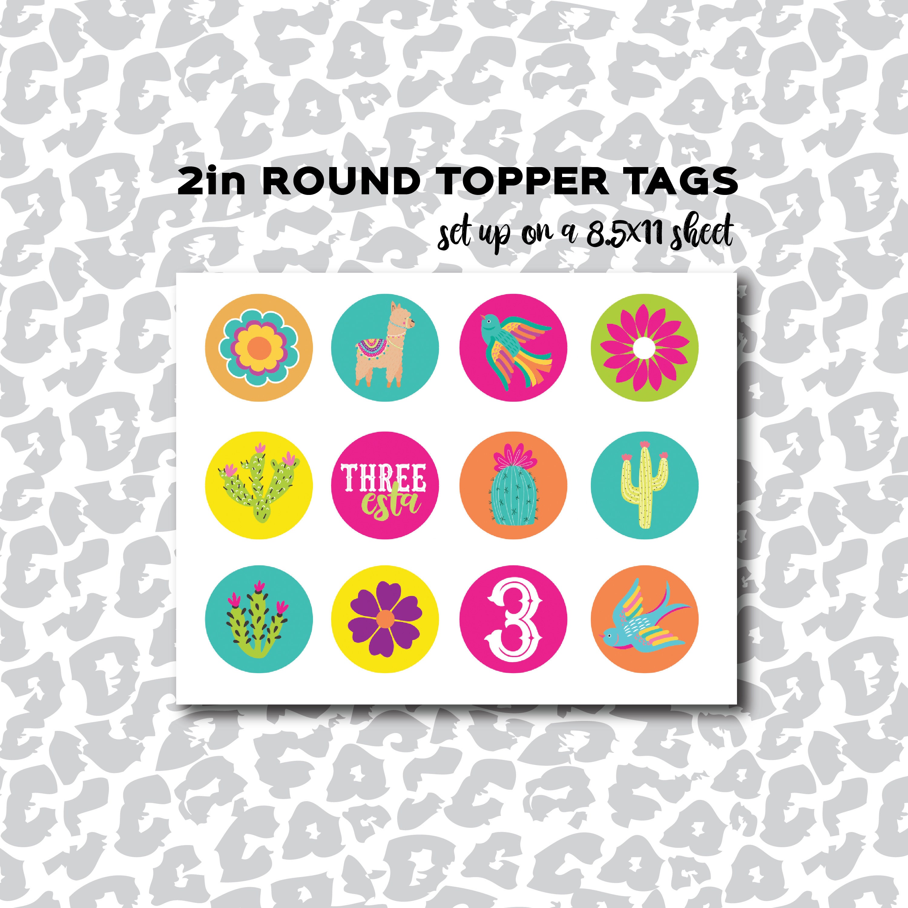 Topper Adios Fiesta Cupcake Topper Adios Dos Three-esta Party Tags Mexican Cactus ...