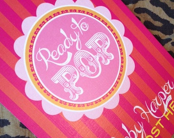 DIY Hot Pink, Coral, Orange, Yellow, & Light Pink It's a GIRL Baby Shower Invitation