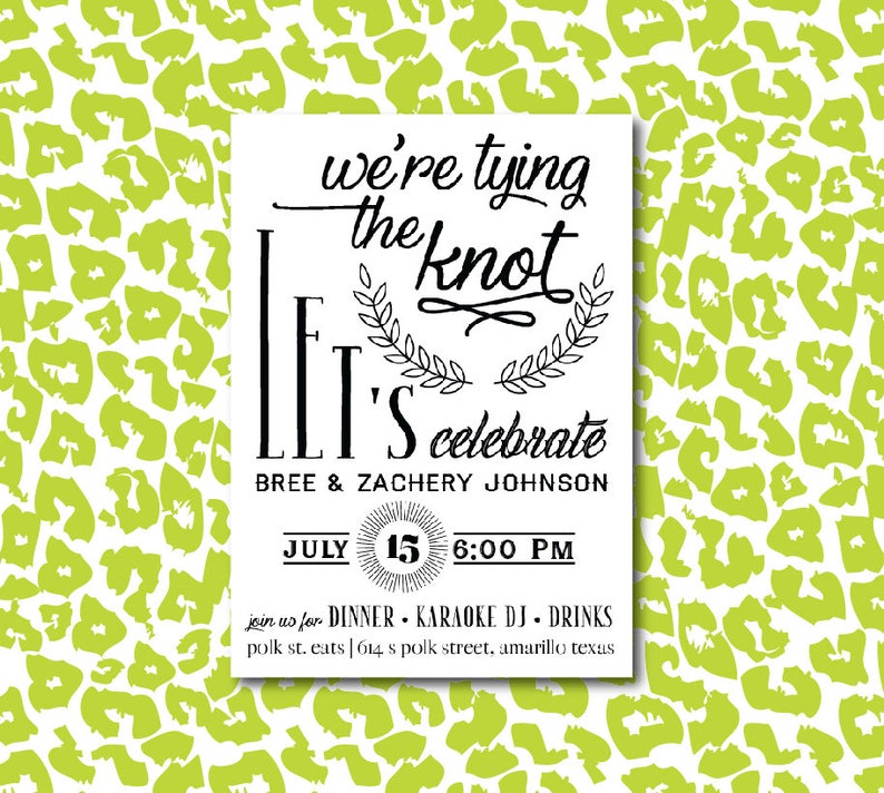DIY or PRINT Urban Chic Tying the Knot Wedding or Reception Invitation