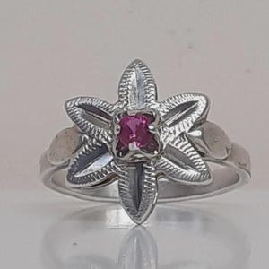 Vintage Soviet Sterling Silver 925 Ruby Ring. Red Stone Ring. USSR Jewelry 6 size