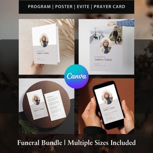 Soft Neutral Editable Funeral Bundle Set In Loving Memory Suite Memorial Package Obituary Templates Celebration of Life Funeral Pack 03A