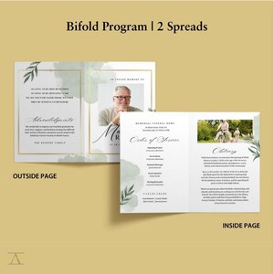 Celebration of Life Program Template Greenery Floral & Watercolor