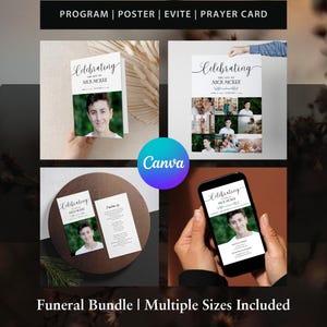 Green Floral Editable Funeral Bundle Set In Loving Memory Suite Memorial Package Obituary Templates Celebration of Life Funeral Pack 09B