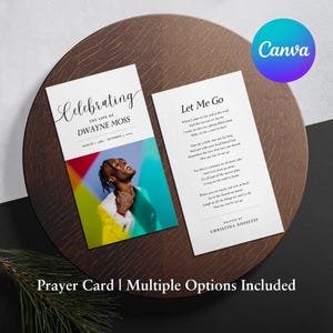 Chic Cursive Printable Memorial Prayer Card Template Editable Obituary Funeral Favors Catholic Mass Canva Editable Funeral Prayer Card 11A