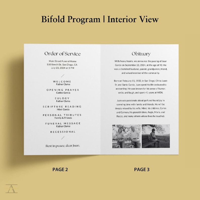 Recessional Message Black & White Funeral Program Template, Celebration of Life Pamphlet ...
