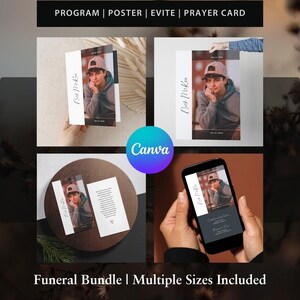 Gender Neutral Editable Funeral Bundle Set In Loving Memory Suite Memorial Package Obituary Templates Celebration of Life Funeral Pack 08B