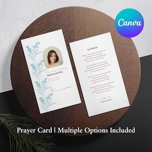 Forget-Me-Not Funeral Prayer Card Template Printable Funeral Favor Catholic Mass Memorial PrayerCard Editable Instant Canva Download 07A