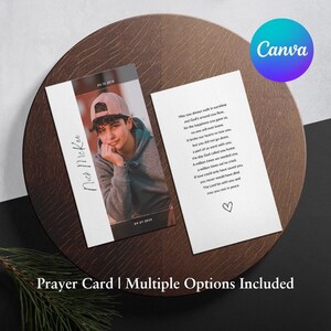 Gender-Neutral Funeral Prayer Card Template Printable Funeral Favor Catholic Mass Editable Memorial Prayer Card Instant Canva Download 08B