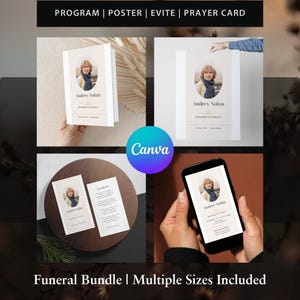 Timeless Editable Funeral Bundle Set In Loving Memory Suite Memorial Package Obituary Templates Celebration of Life Funeral Pack 03B