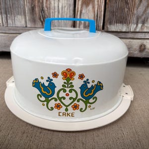 Vintage 1975 Kromex Metal Enamel Cake Carrier-CorningWare "Friendship" Bird Pattern-RARE