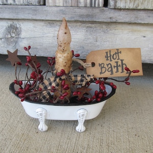 Primitive Vintage Style Enamelware Claw Foot Bath Tub Timer Candle Light with Options GCC7931