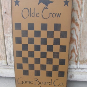 Primitive Olde Crow Gameboard Co. with Stars Checker Game Board GCC6225