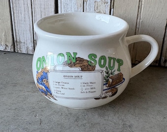 Vintage 70’s Onion Soup with Recipe Mug Cup Bowl