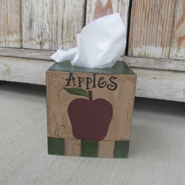 Primitive Country Apple Hand Painted Tissue Box Cover GCC1590