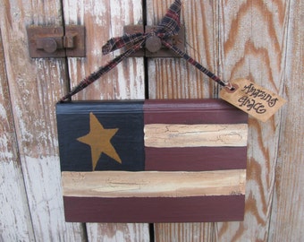 Primitive American Flag Patriotic Americana Hanging Hand Painted Vintage Book GCC771