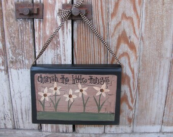 Primitive Country Cottage Chic Wild Flower Daisies Hanging Hand Painted Vintage Book GCC1334