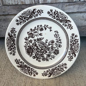 Vintage Royal Sussex Ironstone Brown Floral Transferware Cavalier China Bread Plate