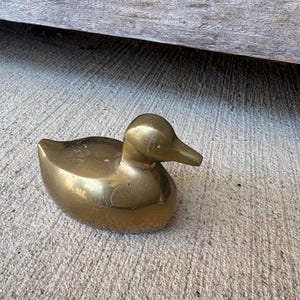 Vintage Small Solid Brass Duck Figurine Paper Weight