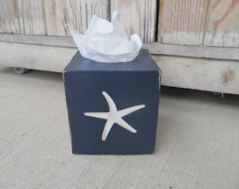 Nautical Beach Coastal Star Fish Hand Painted Tissue Box Cover GCC6694