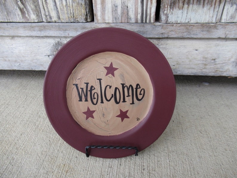 Primitive Everyday Hand Painted Mini Word Decorative Plate Etsy