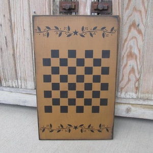 Primitive Colonial Star Berry Vine Wooden Checkerboard Game Board GCC6683