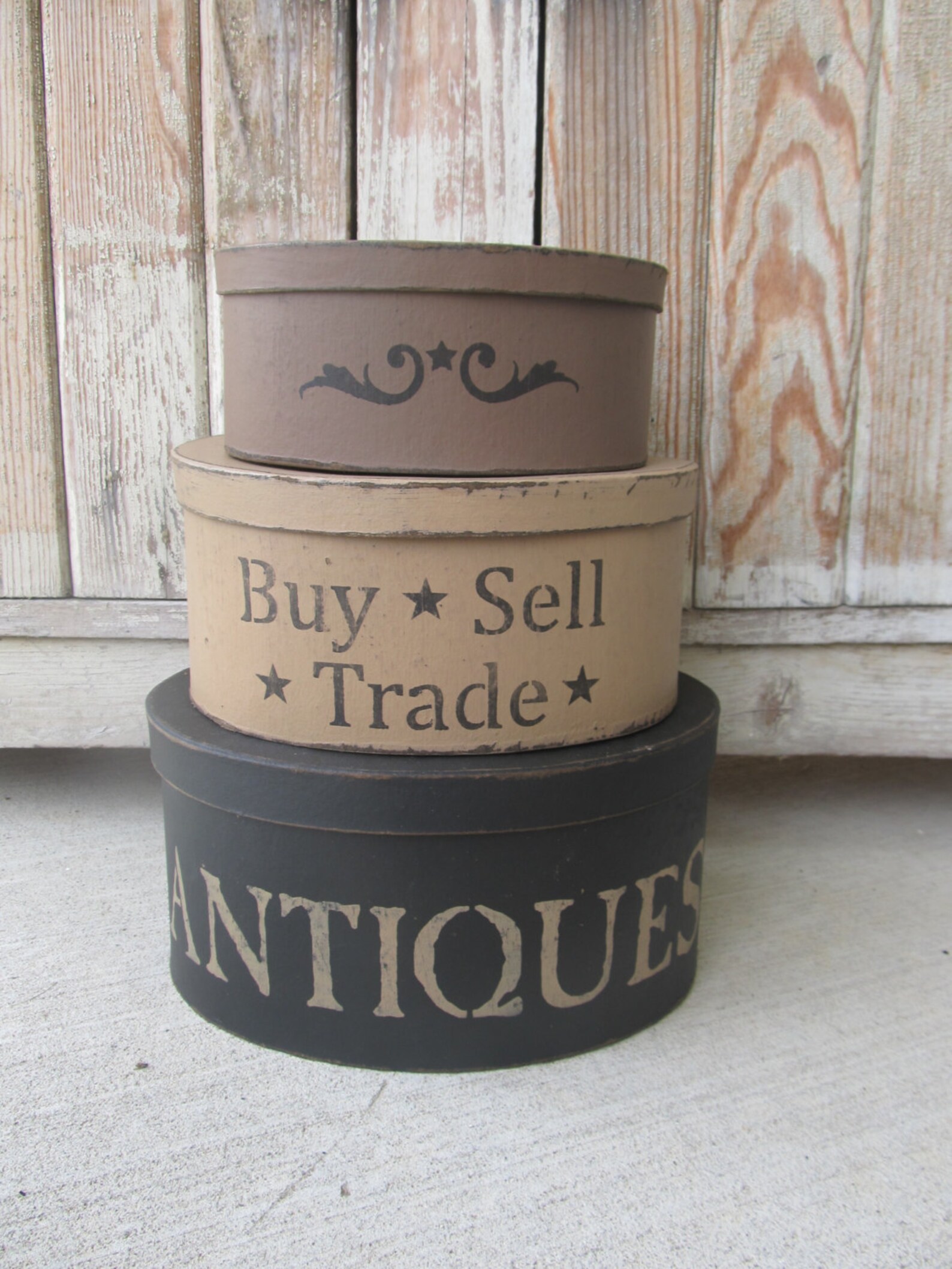 Primitive Antiques Buy Sell Trade Hand Painted Oval Set of 3 Stacking Boxes GCC6328 Etsy