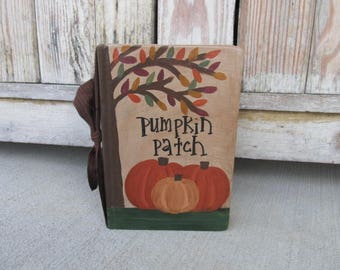 Primitive Autumn Fall Tree and Pumpkin Patch Hand Painted Vintage Book GCC4709