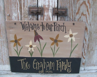 Primitive Mulit Colored Wild Flower Personalized Hand Painted Sign GCC4446