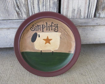 Primitive Mini Sheep with Star Hand Painted Plate GCC03170