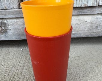 Vintage 1970's Tupperware Tumblers & Juice Glasses Orange and Yellow Colors (Set of 2)