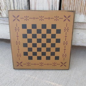 Primitive Colonial Checker Game Board 8x8 or 12x12 with Color Choices GCC6921