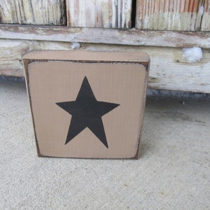 Primitive Country Star Customizable Hand Painted Sign Block with Color Choices GCC6506