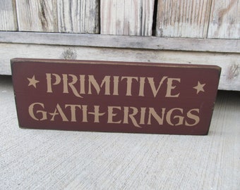 Primitive Gatherings with Stars Hand Painted Wooden Sign with Color Choices GCC7582