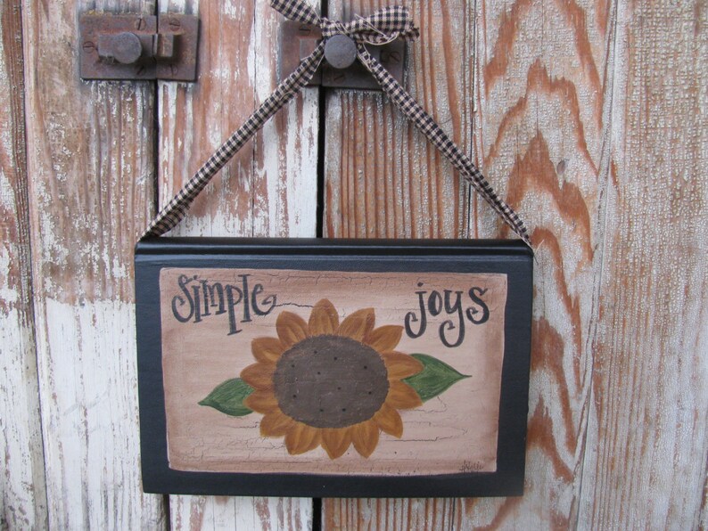 Primitive Country Sunflower Hand Painted Vintage Hanging Book GCC01593 image 1