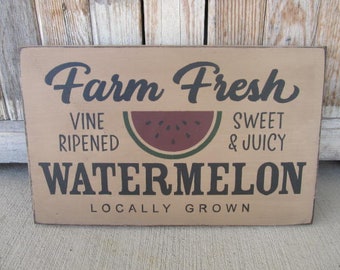 Primitive Summer Farm Fresh Watermelon Slice Hand Painted Sign  GCC8376