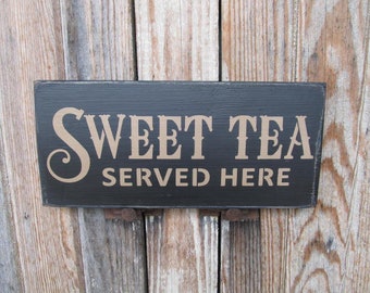Primitive Summer Sweet Tea Served Here Hand Stenciled Sign with Color Options GCC8783