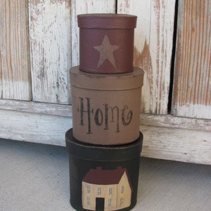 Primitive Saltbox and Star Oval Set of 3 Stacking Boxes GCC5106/2273