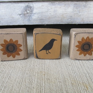 Primitive Country Sunflowers and Crow Stacker Mini Blocks GCC08427