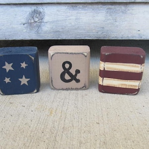 Primitive Country Americana Stars & Stripes Stacker Mini Blocks GCC08301