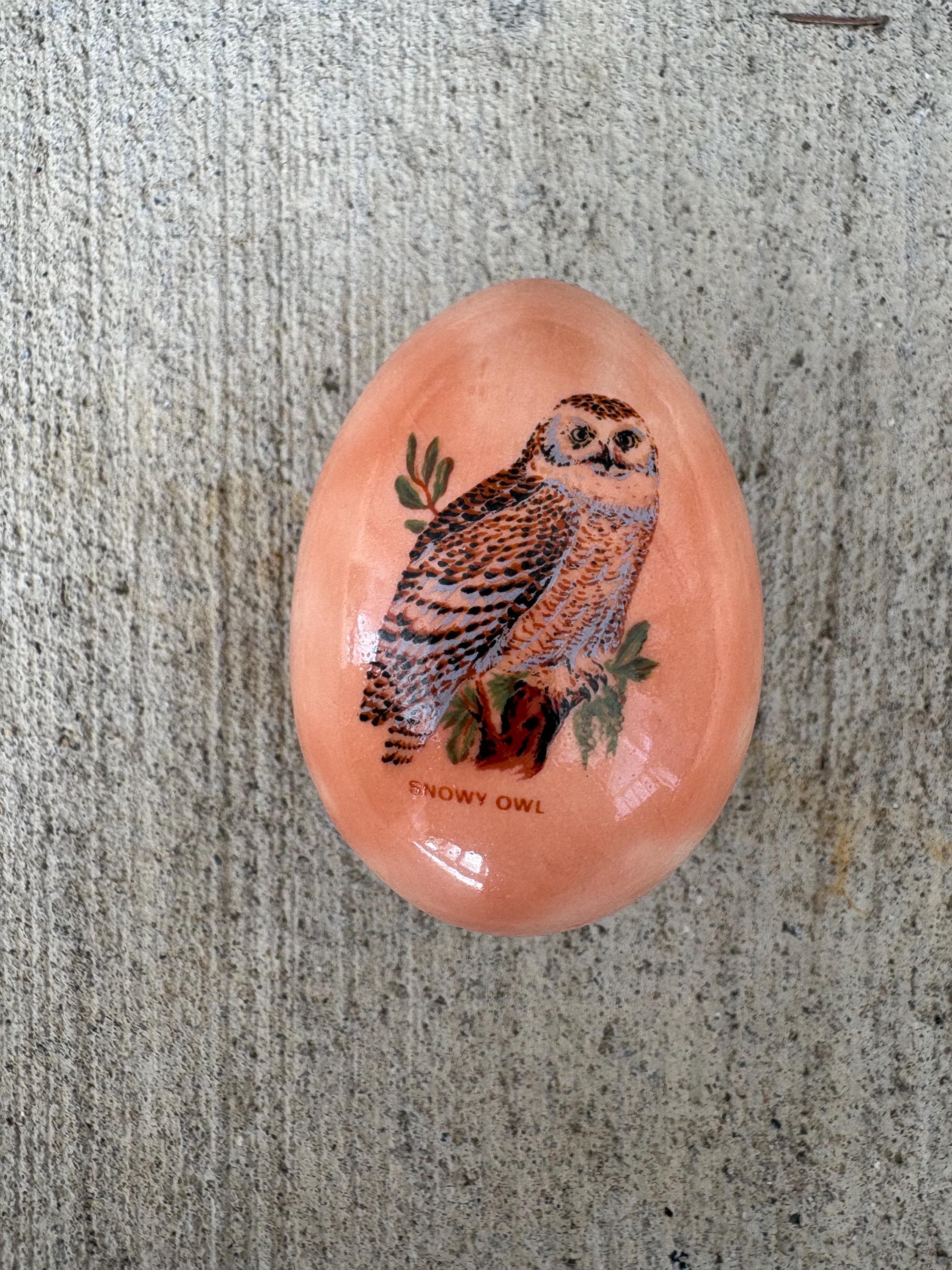 1970’s Vintage Snowy Owl Ceramic Small Egg