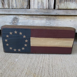 Primitive Americana Betsy or Star Flag Stars and Stripes Wooden Long Block GCC8898