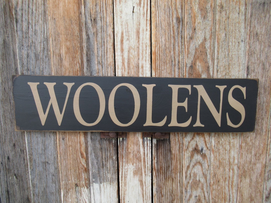 Primitive Colonial Woolens Horizontal Hand Painted Sign With Color ...