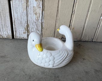 Vintage Country Geese/goose Ceramic Taper Candle Holder Grandmacore Cottagecore