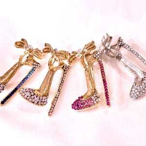Super bling Rhinestone Stiletto heel brooch in multi colors. High skinny heels Add glitz and glam to bag, scarf, jacket, sweater! 1 pc.