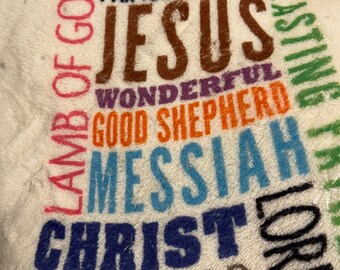 Super soft and ready to ship!  Big 4' x 5' blanket with your choice of Christian saying.  Great for Christmas!