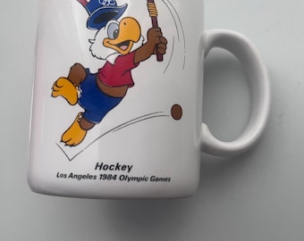 Vintage 1984 Los Angeles Olympics Sam the Olympic Eagle Coffee Cup - Hockey