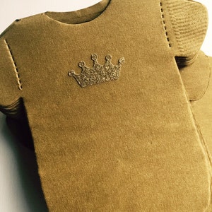 Napkins Shaped like baby shirts or bibs Gold or silver crown baby shower napkins. Pack of 25. image 1