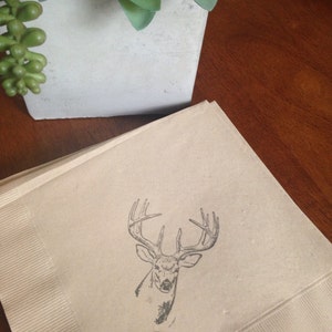 Pack of 50 Buck luncheon sized 3 ply napkins in burlap or white or cream. image 4